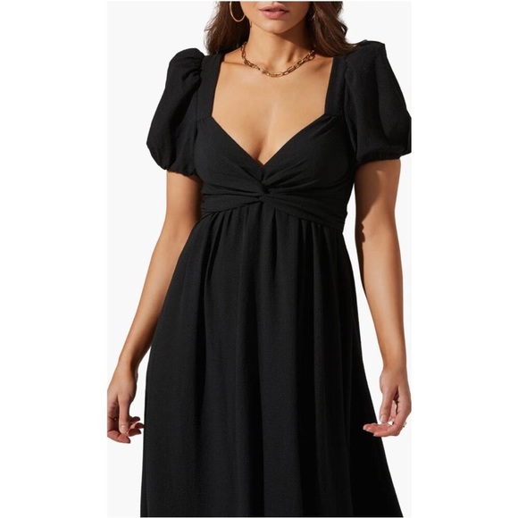 NWT ASTR The Label Women's Twist Bust Tie Back Midi Dress In Black Size Large - Picture 3 of 16